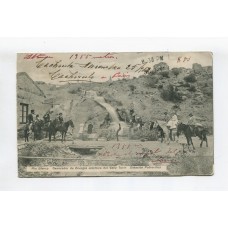 MENDOZA ESTACION PROTERILLOS RIO BLANCO GENERADOR DE ENERGIA ELECTRICA DEL VALLE TURIN ANTIGUA TARJETA POSTAL CIRCULADA A INGLATERRA 1913