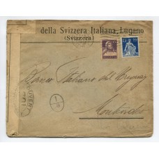 SUIZA 1918 SOBRE CIRCULADO A URUGUAY CON CENSURA FRANCESA