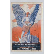 ARGENTINA 1928 TARJETA ESPECIAL PARA EL PRIMER VUELO AEROPOSTAL PILOTO JEAN MERMOZ ENVIADO A MONTEVIDEO URUGUAY