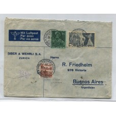 SUIZA 1947 SOBRE VIA AEREA CIRCULADO A ARGENTINA CON ALTO FRANQUEO