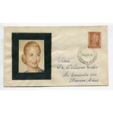 ARGENTINA 1954 SOBRE CON MATASELLO CONGRESO FILATELICO E IMAGEN DE EVITA RODEADA DE MARCO DE LUTO, EVA PERON