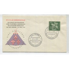 BOY SCOUT ALEMANIA BONN 1961 SOBRE ILUSTRADO CON MATASELLO SCOUTS