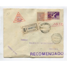 URUGUAY 1926 SOBRE PRIMER VUELO CORREO AEREO CIRCULADO A ROCHA