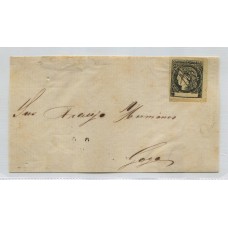 ARGENTINA 1867 GJ 6 CORRIENTES FRENTE CUBIERTA DE CARTA PLIEGO CIRCULADO CON ESTAMPILLA DE BUENOS MARJENES TIPO 3 DE LA PLANCHA ( U$ 210 )
