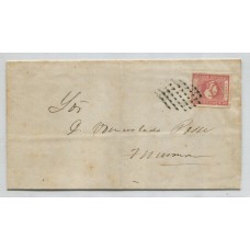 ARGENTINA 1862 GJ 21 PLIEGO CON ESTAMPILLA CABECITA DE $ 1 ROSA CIRCULADO A TUCUMAN U$ 550