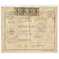 URUGUAY 1926 BOLETIN DE EXPEDICION SERVICIO DE ENCOMIENDAS CON ESTAMPILLAS " INTERIOR " DE 10 CENTESIMOS, RARO