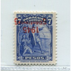 PARAGUAY 1945 ESTAMPILLA DE COLON CON VARIEDAD SOBRECARGA INVERTIDA NUEVA CON GOMA