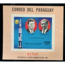 ESPACIO COHETERIA PARAGUAY HOJITA BLOQUE NUEVA MINT SIN DENTAR KENNEDY