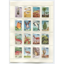 CHILE 1987 Yv. 804/19 HOJITA BLOQUE NUEVA MINT FAUNA MARINA AVES MARIPOSAS