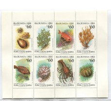 CHILE 1992 Yv. 1121/8 HOJITA BLOQUE NUEVA MINT FAUNA MARINA PECES CARACOLES