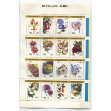 CHILE 1988 Yv. 852/67 HOJITA BLOQUE NUEVA MINT FLORES