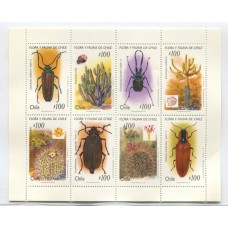 CHILE 1995 Yv. 1259/66 HOJITA BLOQUE NUEVA MINT FAUNA INSECTOS FLORES