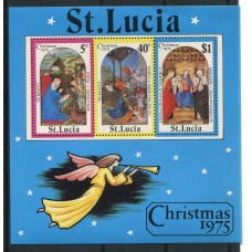 St LUCIA RELIGION PINTURAS ARTE ESTAMPILLAS EN HOJA BLOCK NUEVA MINT