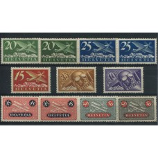 SUIZA 1923 Yv. AEREO 3/9 + VARIEDADES DE PAPEL SERIE COMPLETA DE ESTAMPILLAS NUEVAS CON GOMA, ESTUPENDA CALIDAD 72 Euros