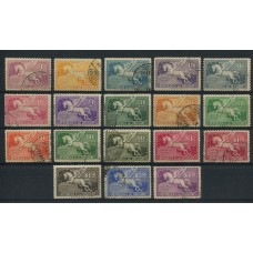 URUGUAY 1930 Yv. AEREO 39/55 SERIE COMPLETA DE ESTAMPILLAS USADAS, RARA 170 EUROS