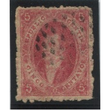 ARGENTINA 1865 GJ 25f RIVADAVIA ESTAMPILLA de 4ta TIRADA CON VARIEDAD PAPEL GRUESO U$ 30