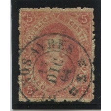 ARGENTINA 1864 GJ 19 RIVADAVIA ESTAMPILLA DE 1ra TIRADA CON MATASELLO BUENOS AIRES 15/12/1864 U$ 30