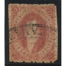 ARGENTINA 1864 GJ 19 RIVADAVIA ESTAMPILLA DE 2da TIRADA CON MATASELLO CATAMARCA U$ 30 + 50 %