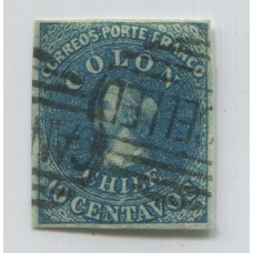 CHILE 1861 Yv. 09 ESTAMPILLA COLON ULTIMA DE LONDRES
