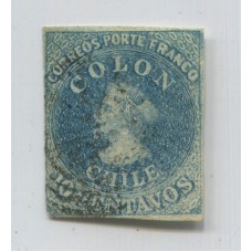 CHILE 1856 Yv. 06b ESTAMPILLA COLON USADA 27,50 EUROS