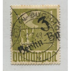 ALEMANIA ESTAMPILLA SEGUNDA GUERRA MUNDIAL OCUPACION SOVIETICA SOBRECARGAS LOCALES BEZIRK 3 BERLIN 1948 USADA MI. IIa I RARA 140 EUROS