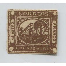 ARGENTINA 1858 GJ 09A BARQUITO VARIEDAD COLOR CHOCOLATE ESTUPENDO EJEMPLAR, ESTAMPILLA NUEVA U$ 450