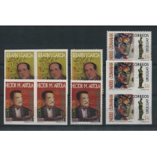 URUGUAY 1998 SERIE COMPLETA DE PAREJAS DE ESTAMPILLAS CON ERROR SIN DENTAR MINT MUSICA ARTE PINTURA