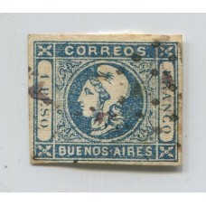 ARGENTINA 1859 GJ 17c ESTAMPILLA CON VARIEDAD " 1 " SIN PUNTO CON GRANDES MARGENES U$ 40