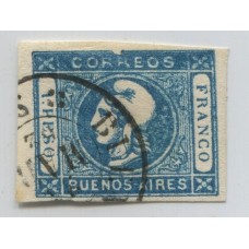 ARGENTINA 1859 GJ 17l ESTAMPILLA CON VARIEDAD MARCO ROTO EN LA SEGUNDA " R " DE CORREOS U$ 40