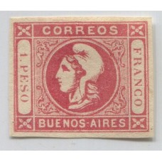 ARGENTINA 1862 GJ 19A CABECITA NITIDA DE COLOR CARMIN ROSA MUY RARO EJEMPLAR U$ 465