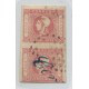 ARGENTINA 1862 GJ 21 PAREJA VERTICAL CON MATASELLO CERTIFICADO EN AZUL, MUY RARA Y HERMOSA PIEZA