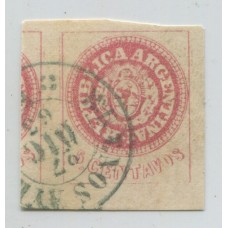 ARGENTINA 1862 GJ 14 ESCUDITO ESTAMPILLA PLANCHA GASTADA MAGNIFICO EJEMPLAR CON VARIEDADES DE IMPRESIÓN U$ 44 ++