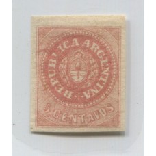 ARGENTINA 1862 GJ 10c ESCUDITO ESTAMPILLA NUEVA CON GOMA Y VARIEDAD L INCOMPLETA, ESTUPENDO EJEMPLAR U$ 100 + 50 %