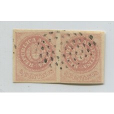 ARGENTINA 1862 GJ 10 + 10b ESCUDITO PAREJA DE ESTAMPILLAS, EL SEGUNDO SELLO CON VARIEDAD PUNTO SOBRES LA L ( U$ 100 ) RARA PIESA