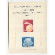 CHILE 1974 Yv. BLOCK 19 HOJITA BLOQUE NUEVA MINT DEPORTES CAMPEONATO MUNDIAL DE FUTBOL