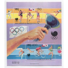 CHILE 1988 Yv. BLOCK 31 HOJITA BLOQUE NUEVA MINT DEPORTES OLIMPICOS