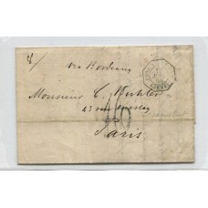 ARGENTINA 1865 OFICINA AGENCIA POSTAL FRANCESA SOBRE PLIEGO COMPLETO CIRCULADO MATASELLO CONFEDERACION ARGENTINA VAPOR CARMEL , A FRANCIA