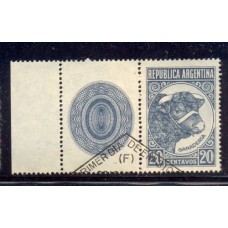 ARGENTINA 1942 GJ 884CZ VARIEDAD TORO CON OVALO RAYOS RECTOS EN PRIMER DIA