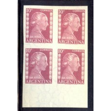 ARGENTINA 1952 GJ 1005P VARIEDAD CUADRO SIN DENTAR EVA PERON EVITA