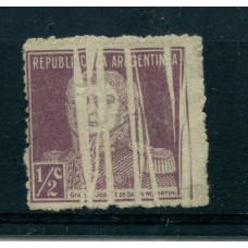 ARGENTINA 1924 GJ 594 RARISIMA VARIEDAD CON AL MENOS 10 PLIEGUES TIPO ACORDEÓN 