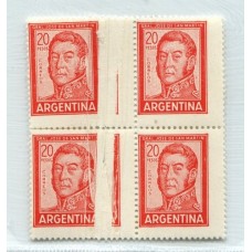 ARGENTINA 1965 GJ 1310 VARIEDAD CON FUERTE PLIEGUE SAN MARTIN