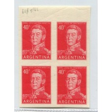 ARGENTINA 1954 GJ 1041P VARIEDAD CUADRO CON 2 PAREJAS SIN DENTAR MINT