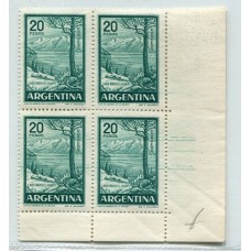 ARGENTINA 1959 GJ 1145B CUADRO NUEVO MINT PE 606Ca TIZADO NACIONAL U$ 100 CON BORDES ESQUINA DE HOJA + VARIEDAD LINEAS DE TINTA HORIZONTAL