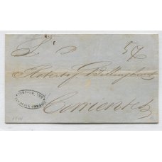 ARGENTINA 1858 CARTA PRECURSORA CON MARCA NEGRA CORREOS NACIONALES DEL ROSARIO CON FIRMA DE DON VICTOR KNEITSCHEL