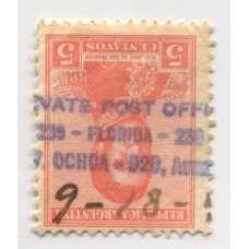 ARGENTINA 1917 GJ 428 CON RARISIMO MATASELLO CORREO PRIVADO "PRIVATE POST OFFICE" FLORIDA 239