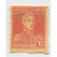 ARGENTINA 1924 GJ 599 NOTABLE VARIEDAD IMPRESIÓN AL DORSO SOBRE LA GOMA ESTAMPILLA NUEVA MINT