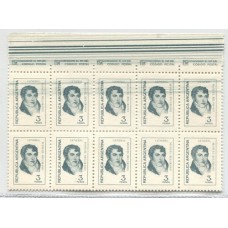 ARGENTINA 1977 GJ 1743 BLOQUE DE 10 SELLOS CON NOTABLE VARIEDAD