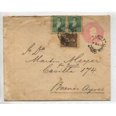 ARGENTINA 1897 ENTERO POSTAL CON FRANQUEO ADICIONAL Y MATASELLO CAPILLA DEL MONTE CORDOBA