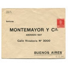 ARGENTINA 1924 ENTERO POSTAL SOBRE CON IMPRESIÓN PRIVADA OFICIAL MONTEMAYOR