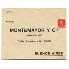 ARGENTINA 1924 ENTERO POSTAL SOBRE CON IMPRESIÓN PRIVADA OFICIAL MONTEMAYOR